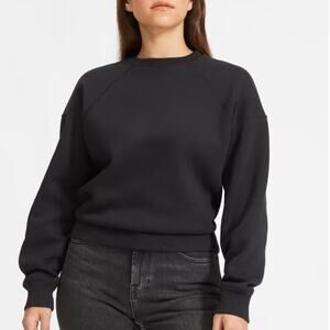NWT Everlane Sz S Renew Teddy Fleece Pullover Sweatshirt Black Cozy Athleisure